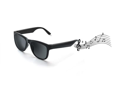 Caliber Soundglasses Bluetooth Zonnebril - Smart Glasses - Zonnebril Bluetooth - Ingebouwde Speakers voor muziek - handsfree bellen - Gepolariseerd Glas - Lichtgewicht 31 gram - 6 uur speeltijd - Heren en Dames - Zwarte glazen - Mat Zwart montuur