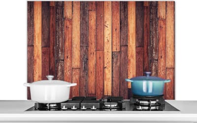 Spatscherm keuken 100x65 cm - Kookplaat achterwand Plank - Vintage - Patroon - Muurbeschermer - Spatwand fornuis - Hoogwaardig aluminium