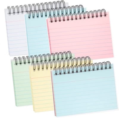 Indexkaarten Multicolor - 12,5 x 7,5 cm - 300 Vellen - Spiraalbinding - Dubbelzijdig Ontwerp - Geschikt voor School/Kantoor - Notitiekaarten