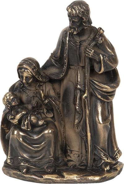 Clayre & Eef Kerstdecoratie Beeld Jezus 13*8*19 cm Bruin Kunststof Decoratief Figuur Decoratieve Accessoires Kerstdecoratie voor Binnen
