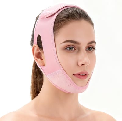 Chin Strap voor Slaap en Vermindering van Dubbele Kin - Herbruikbare Kaaklijn Shaper, Gezichtsversteviger en Slankingsband, Verstelbaar Nekmasker voor Strakkere Huid en V-Lijn