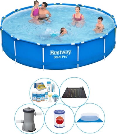 Zwembad Combi Deal - 6-delig - Steel Pro Rond 396x84 cm
