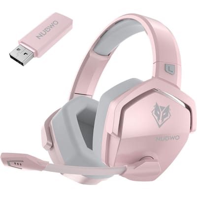 NUBWO G06 Draadloze Gaming Headset voor PS5 PS4 PC Laptop Ruisonderdrukkende Over-Ear Hoofdtelefoon met Microfoon roze
