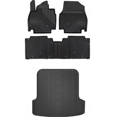 Frogum Voordeelset - Automatenset No.77 + Dry Zone Kofferbakmat - Geschikt voor Kia EV9 (vanaf 2023) - Voor neergeklapte 3e zitrij - TPE Rubber - Zwart