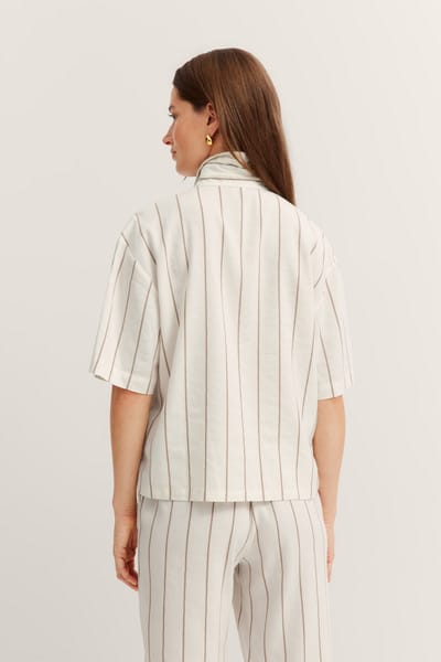 Bugatti Damen Gestreepte blouse van linnenmix