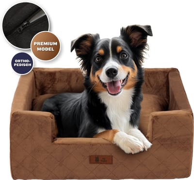 Pet Perfect Orthopedische Autostoel Hond - Luxe Hondenmand Auto - met veiligheidsriempje - Wasbaar - Bruin - L