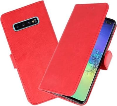 Hoesje Geschikt voor Samsung Galaxy S10 Plus - Book Case Telefoonhoesje - Kaarthouder Portemonnee Hoesje - Wallet Cases - Rood