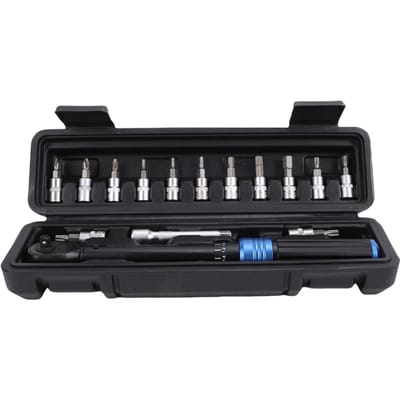 Fiets torsiesleutel 1/4 inch dubbelrichting verstelbare ratel torsiesleutelset 2-24 Nm Fiets professionele gereedschapskit black
