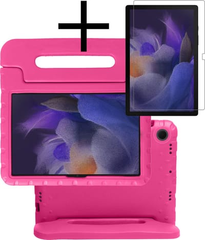 Hoes - Geschikt voor Samsung Galaxy Tab A8 - Met Screenprotector - Kinderhoes Shockproof Bumper - Kidsproof Case - Tablet Hoesje - Kinder Cover - Roze