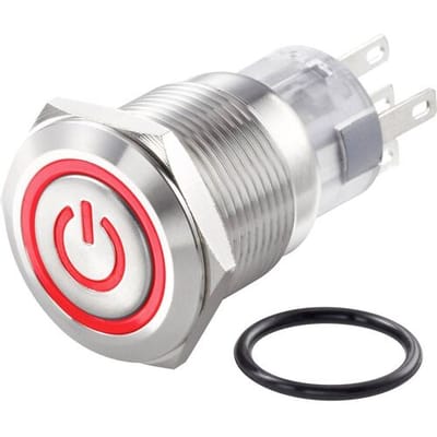 TRU COMPONENTS TC-7494524 TC-LAS1-AGQ-11ZET/R/12V/S Vandalismebestendige drukschakelaar 250 V/AC 3 A 1x uit/aan Continu Rood IP65 1 stuk(s)