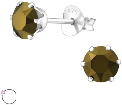 Aramat Jewels | Oorbellen | Stijlvolle Zilveren Kristallen Oorbellen | 5mm / Paars | Zilver | Kinderen, Volwassenen | Cadeautje