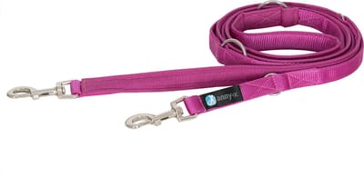 AnnyX verstelbare Hondenriem -FUN– Zonnenhoed-Rose-Fuchsia - Lengte 3 meter - 2,5cm breed - politielijn - Trainingslijn - Voor middelgrote tot grote honden