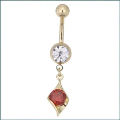 Aramat Jewels | Navelpiercings | Rode Zirkonia Druppel Navelpiercing | | | |12mm | Staal | Volwassenen | Verkleurd niet