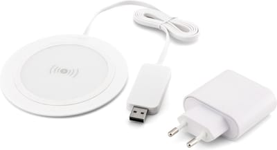 Caliber Draadloze Oplader - Wireless Charger - Inclusief kabel en Adapter - QC 3.0 Snellader - Geschikt voor Smartphone - Wit (PSQ10C-W)