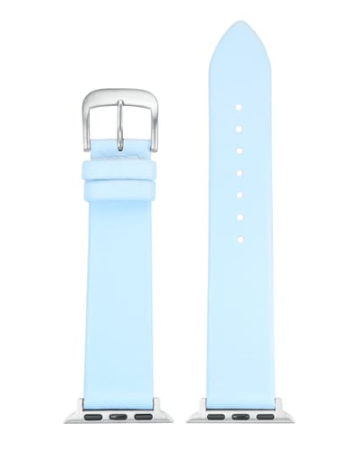 EULIT horlogeband geschikt voor Apple Watch 38/40/41 maat - Serie 1/2/3/4/5/6/7/8/9/10 + SE - nappa smart - 20 mm - lichtblauw blauw- metalen zwart gesp - incl. adapter