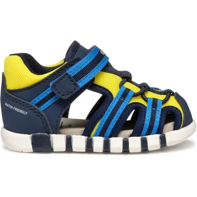 GEOX SANDAAL IUPIDOO PEUTER Sandalen - MARINEBLAUW/FLUO GEEL - Maat 20