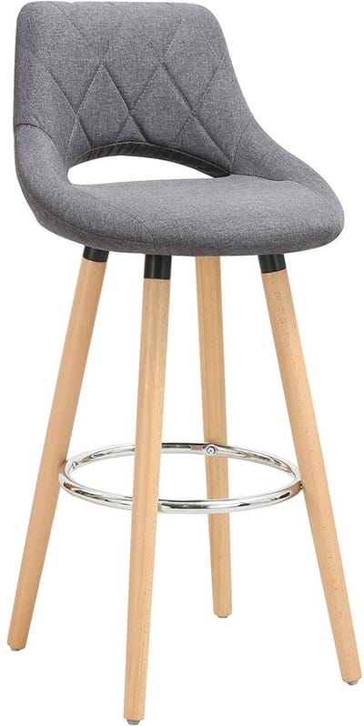 Barkruk Modern Hilton - Industrial - Donkergrijs - Barkrukken set van 1 - Barstoel Kruk - Barstoelen met rugleuning - Keukenstoel - Stof