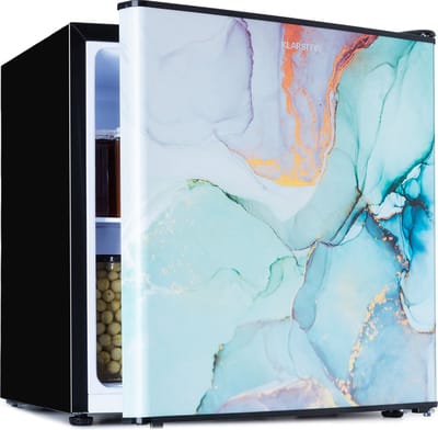 Klarstein CoolArt koel-vriescombinatie - Koelkast met 2 koelstanden, designfront, 5-traps thermostaat, 0 tot 10 °C, inhoud: 45 liter, design: pastel