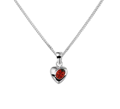 YO&NO - Ketting - Zilver - Gourmet - Hartje - Lieveheersbeestje - 1,4mm -  36 + 4cm - Kinderen - Gerhodineerd - Zilver 925