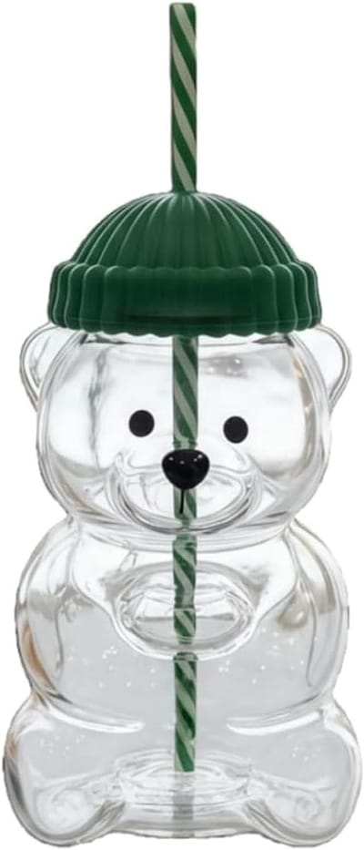 Schattige borosilicaat glazen mok voor koffie, melk en thee met deksel - 20oz met teddybeer ontwerp