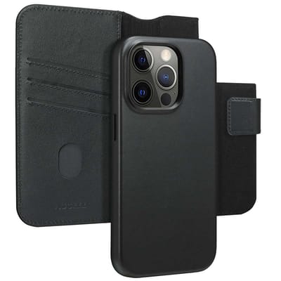 Accezz Hoesje - Geschikt voor Apple iPhone 14 Pro - Leather Bookcase 2-in-1 geschikt voor MagSafe - Black