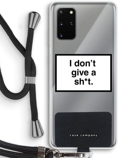 Hoesje met koord geschikt voor Samsung Galaxy S20 Plus hoesje met Koord - Don't give a shit - Telefoonhoesje met Zwart Koord - Bescherming aan alle Kanten en Over de Schermrand