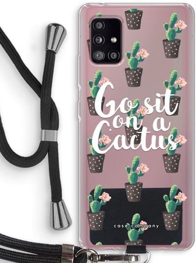 Case Company® - Hoesje met koord geschikt voor Samsung Galaxy A51 5G hoesje met Koord - Cactus quote - Telefoonhoesje met Zwart Koord - Bescherming aan alle Kanten en Over de Schermrand