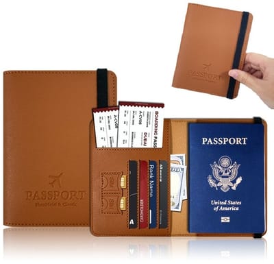 Luxe PU Leren Paspoort Hoesje I Paspoort Houder I Paspoort Cover I Paspoort Omslag I Paspoort Etui I Bruin