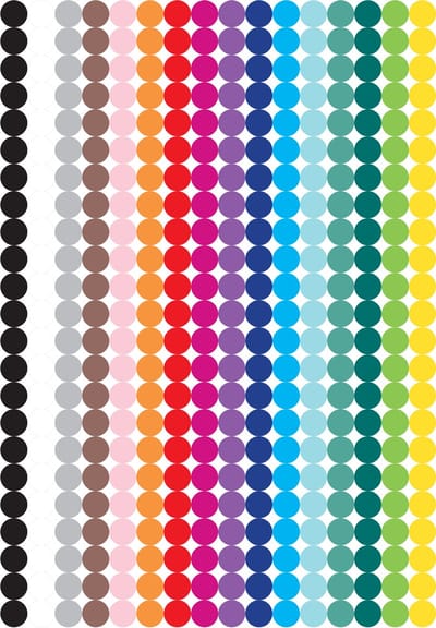 Stippen Stickers – 1104 Label Stickers 10 mm in 16 Kleuren - Markeringspunten