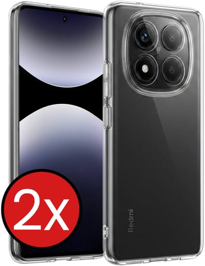 Hoesje - 2 Stuks - Geschikt voor Xiaomi Redmi Note 14 Pro - Sterk & Shockproof - Telefoonhoes - Back Cover - Case Siliconen - Telefoon Hoes - Transparant
