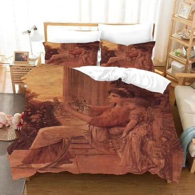 Ensemble de literie Peinture à l'huile Ange Art Ancien Housse de couette Dessin animé Couverture de lit chaude Couverture de couette Lit d'enfant Ensemble de couverture de lit Vert 70x133cm 2pcs