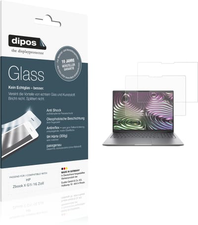 dipos – 2x Matte Pantserfolie geschikt voor HP Zbook X G1i 16 Zoll | 9H Screenprotector