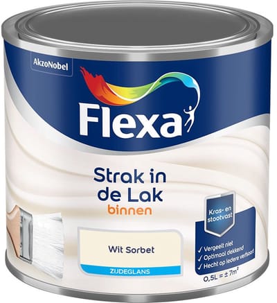 Flexa - Strak In De Lak Binnenlak Zijdeglans - Wit Sorbet - Mengverf - 500 Ml