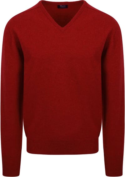 William Lockie Pullover Lamswol V Poppy - Maat M - Heren - Pullovers