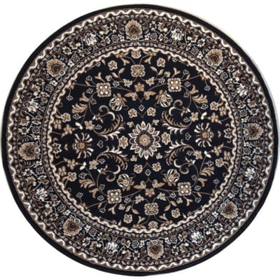 Nain Klassiek - Rond - Laagpolig Oosters Vloerkleed - Vintage Tapijt - Zwart- 160 CM Ø