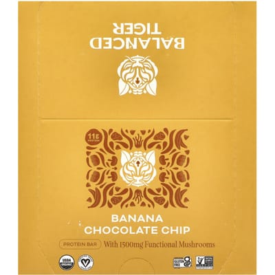 Balanced Tiger, Eiwitreep, Banaan Chocolade Chip, 12 repen, 44 g (1,55 oz) elk