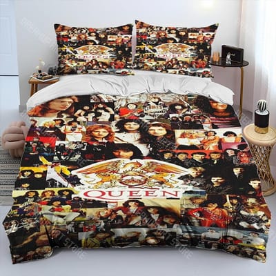 Freddie Mercury Queen-Rockband Dekbedovertrek Beddengoedset, Dekbedovertrek Bedset Quiltovertrek Kussensloop, King Queen Size Beddengoedset AU Double 180x210cm