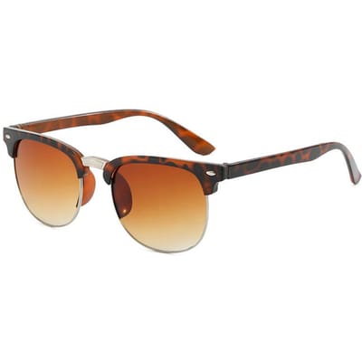 Klassieke Retro Half Frame Zonnebril Mode Mannen Vrouwen Groot Frame Zonnebrillen Outdoor Reizen Rijden Zonnebrillen UV400 Bescherming brown