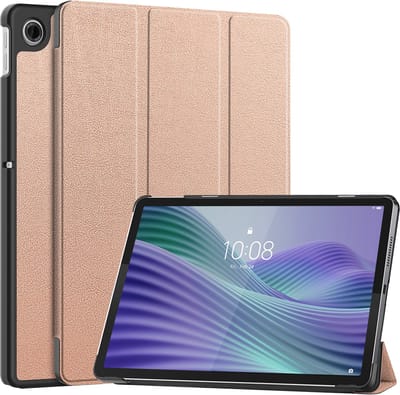 Hoesje - Geschikt voor Lenovo Tab 10.1 inch - Dun & Stevig - Hardcover Book Case - Trifold Bookcase Hoes - Hard Cover - Tablethoes - Rosé goud