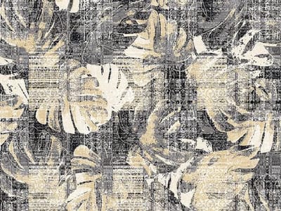 Vinyl | Vloerkleed vinyl | Vintage leaves beige/grijs/zwart | 95x145 cm