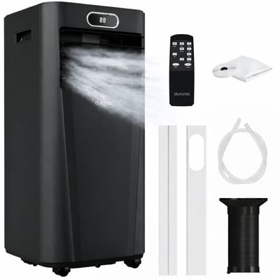 Auronic Mobiele Airco - 7.000 BTU - 3-in-1 - Airconditioning met 2 Raamafdichtingskits - Ventilator - Ontvochtiger - Tot 20m² - Zwart