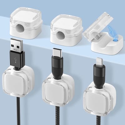 Magnetische kabelclips set van 6 stuks - Sterke zelfklevende kabelhouders voor bureau organisatie