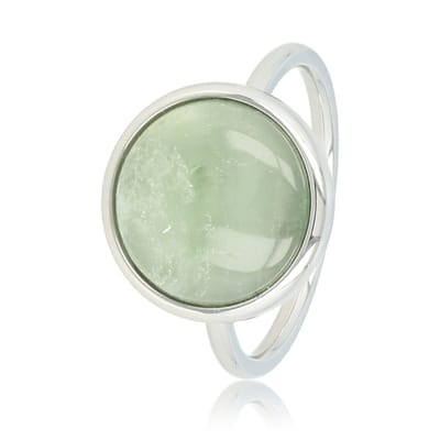 My Bendel - Ring Zilverkleurig met Green Fluorite Edelsteen - Zilverkleurige Ring - Groene Fluorite Edelsteen - Zelfvertrouwen - met Luxe Cadeauverpakking | Sieraden Voor Dames | Maat 16.00 Mm / Maat 50