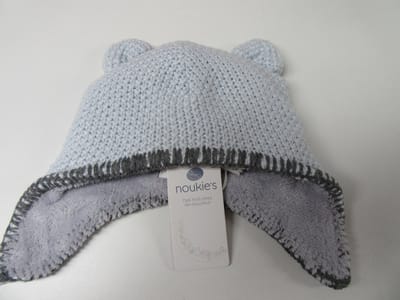 winter mutsje noukie's blauw met grijst  T1  -  46  -  6/12maand