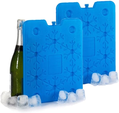 Koelelementen plat - Set van 2x stuks - 26 x 2 x 32 cm - blauw - 800 gram - Koelblokken/koelelementen voor koeltas/koelbox
