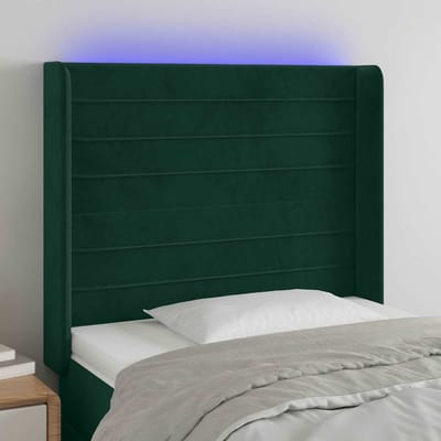 vidaXL - Hoofdbord - LED - 103x16x118/128 - cm - fluweel - donkergroen