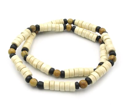 Kralenketting voor mannen met 6mm houten kralen wit bruin en zwart