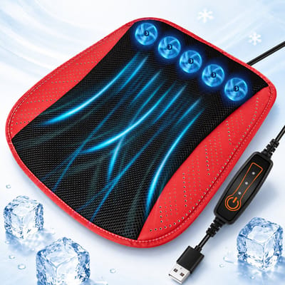Auto Ventilator Kussen Koel Zitkussen Stoel Ventilatie Auto USB 5 Ventilatoren Ademend Comfort Koeling 12V 24V Rood