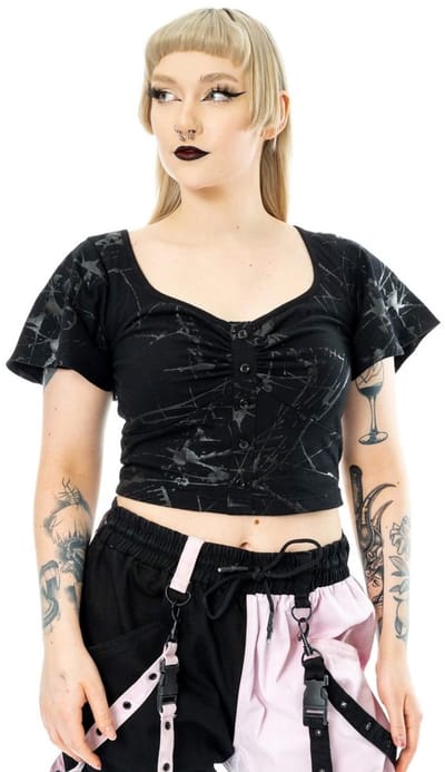 Vixxsin - Shadowglass Crop top - S - Zwart