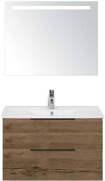 Seville Badmeubelset 80 cm - Tabacco Edge Greep - Wastafel Enjoy met Sence Spiegel